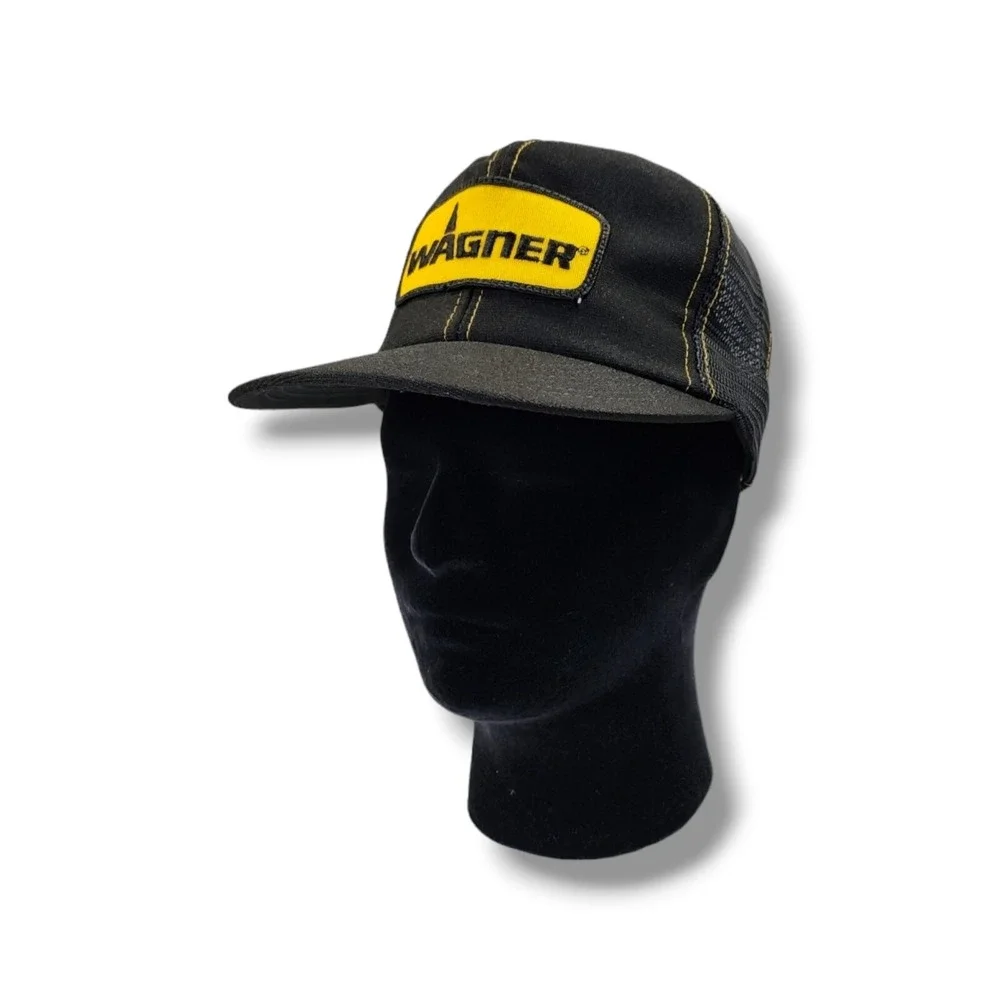 Vintage Wagner Mesh Trucker's Snapback Black Hat‎ Cap By Paramount Cap